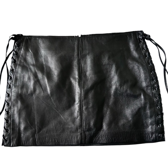 bebe Dresses & Skirts - Bebe Black Leather Pencil Mini Skirt with Whipstitch Detail SZ 6
